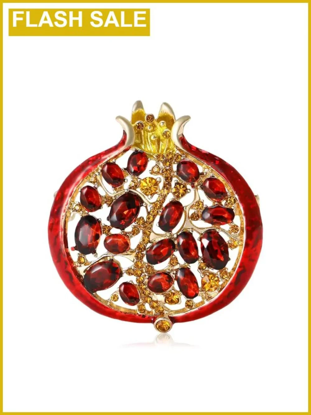 Vintage Gold Pomegranate Brooch Pin 3D Hollow Cubic Zirconia Women's Jewelry